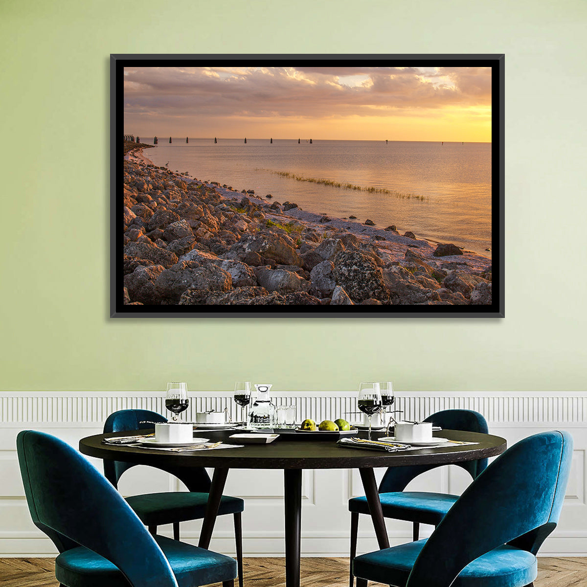 Lake Okeechobee Rocky Shore Sunset Wall Art
