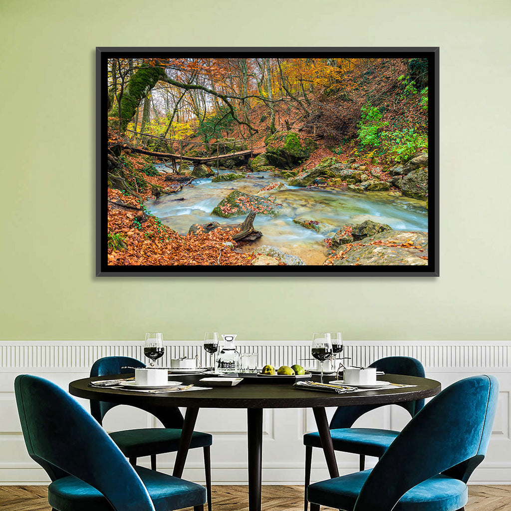 Mossy Footbridge in Autumn Forest Wall Art