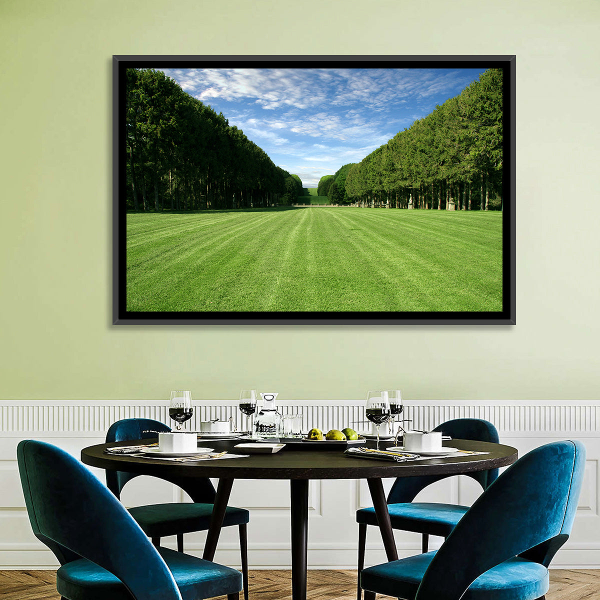 Tree-lined Manicured Lawn Wall Art in a room, landscape