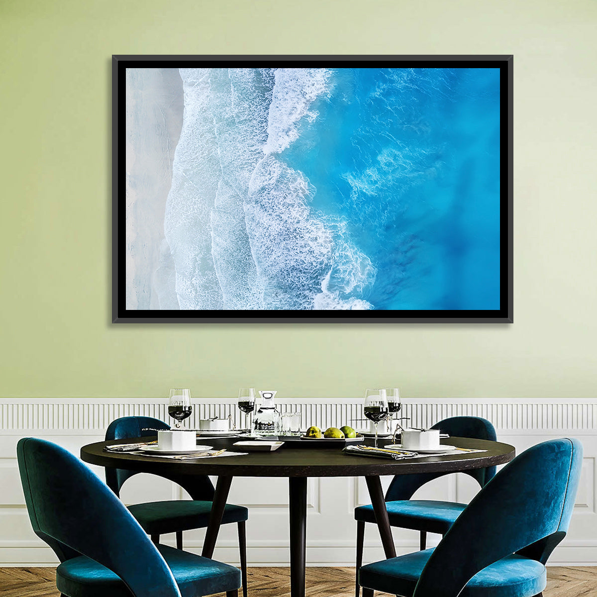 Aerial Turquoise Beach Waves Wall Art