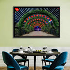 Red Lantern Trellis Tunnel Wall Art