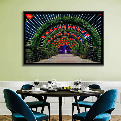 Red Lantern Trellis Tunnel Wall Art