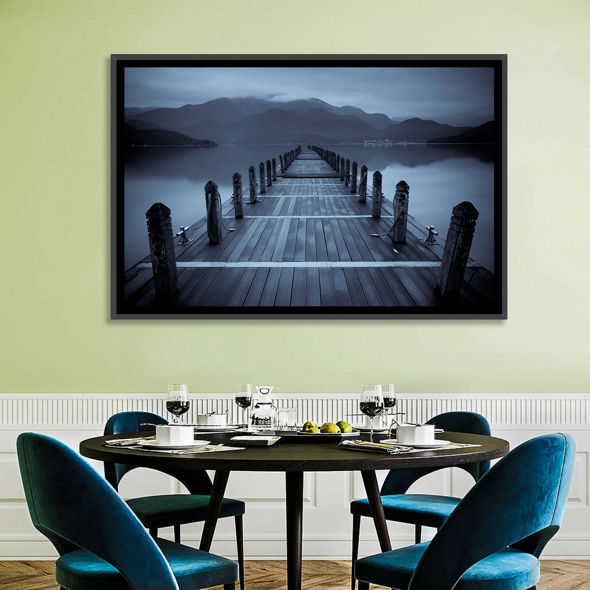 Long Lake Pier at Dusk Wall Art