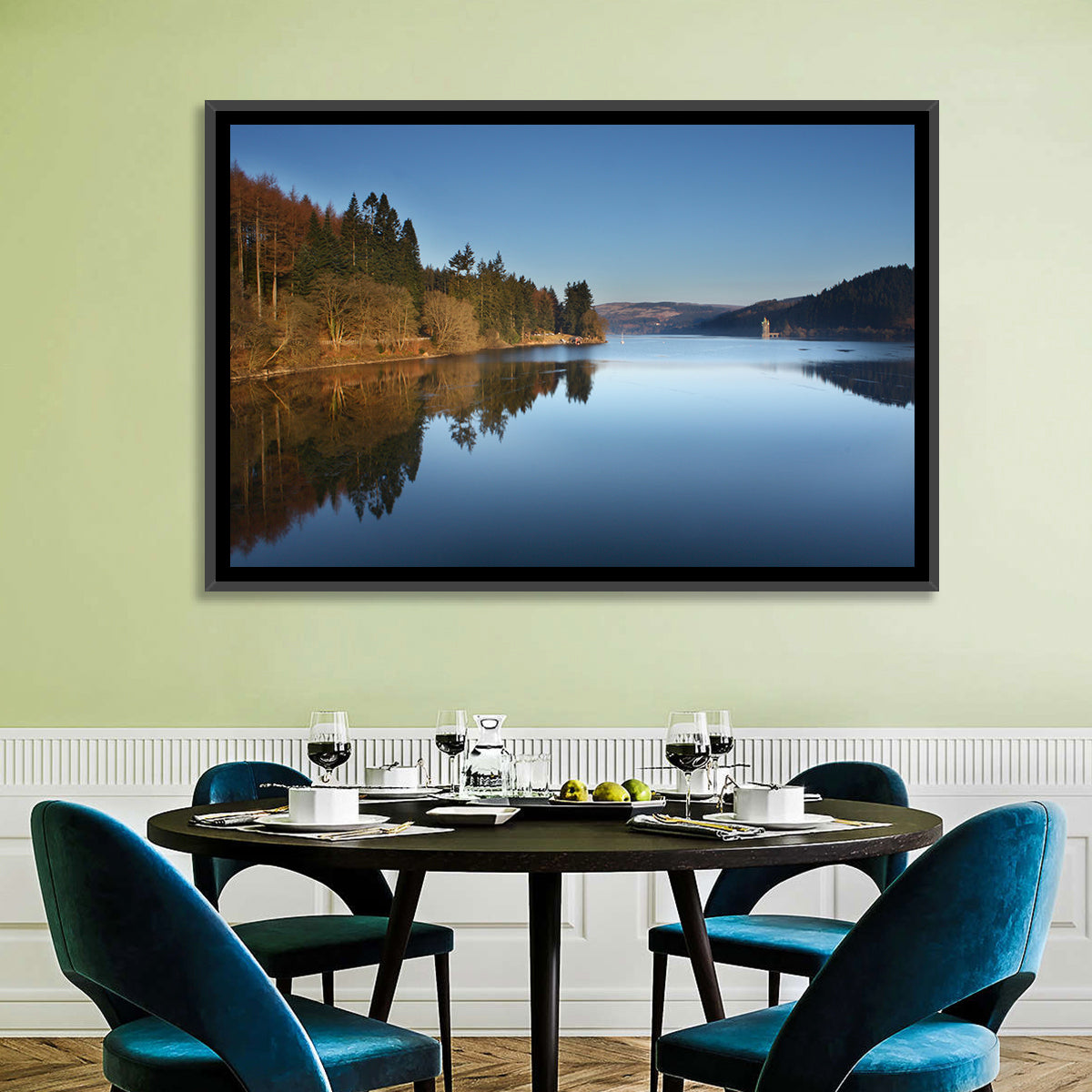 Lake Vyrnwy Golden Hour Reflection Wall Art