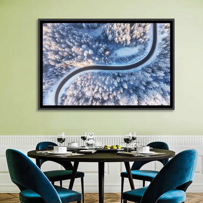 Winding Snow-covered Forest Road Wall Art