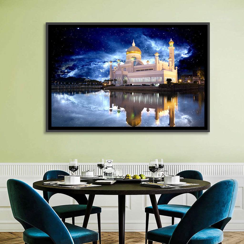 Omar Ali Saifuddien Mosque at Night Wall Art