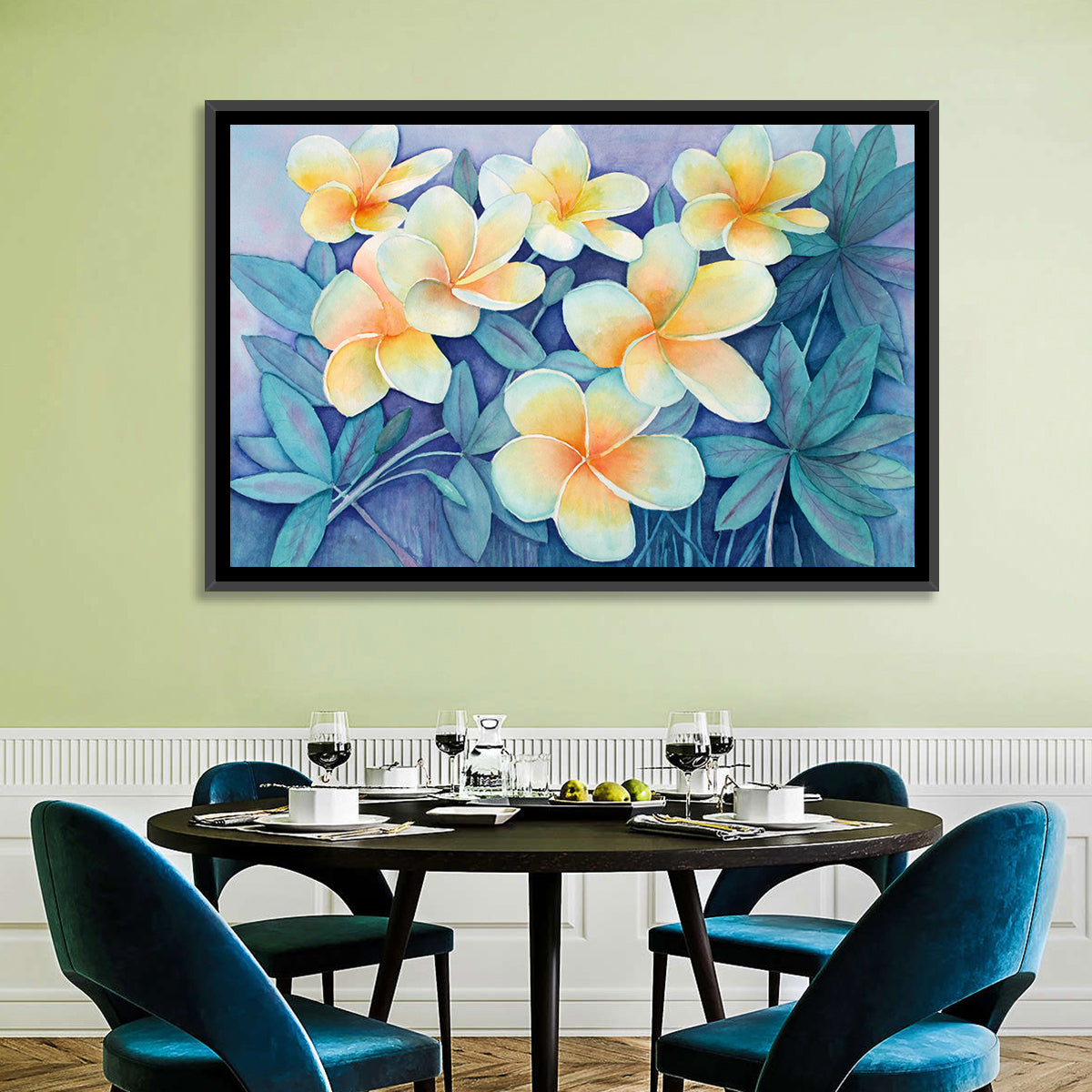 Watercolor Frangipani Cluster Wall Art