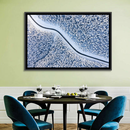Winding Snowy Forest Road Wall Art