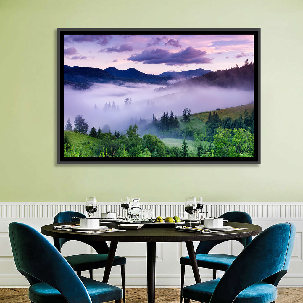 Misty Mountain Valley at Twilight Wall Art