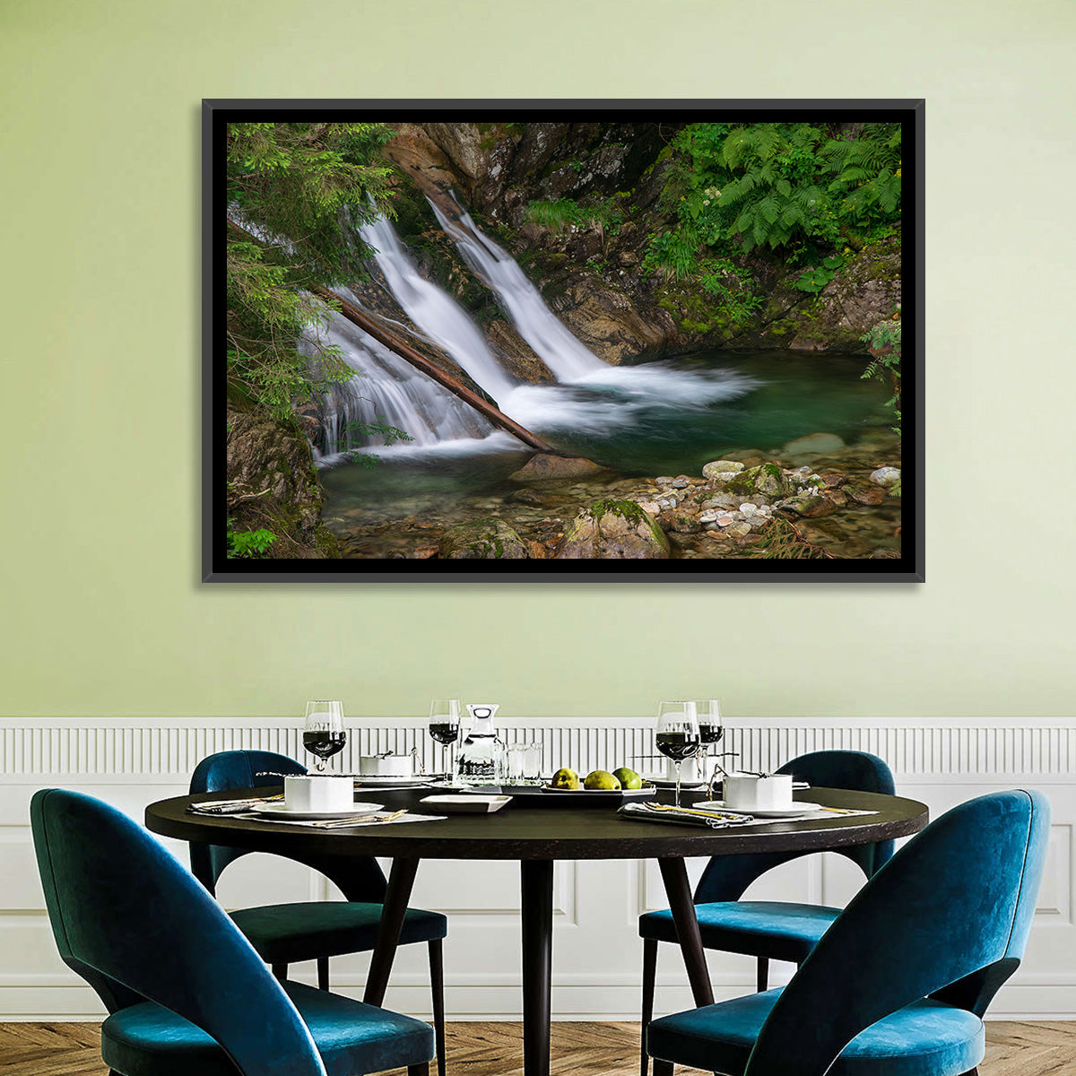 Mount Mickiewicz Waterfall Wall Art in a room, landscape