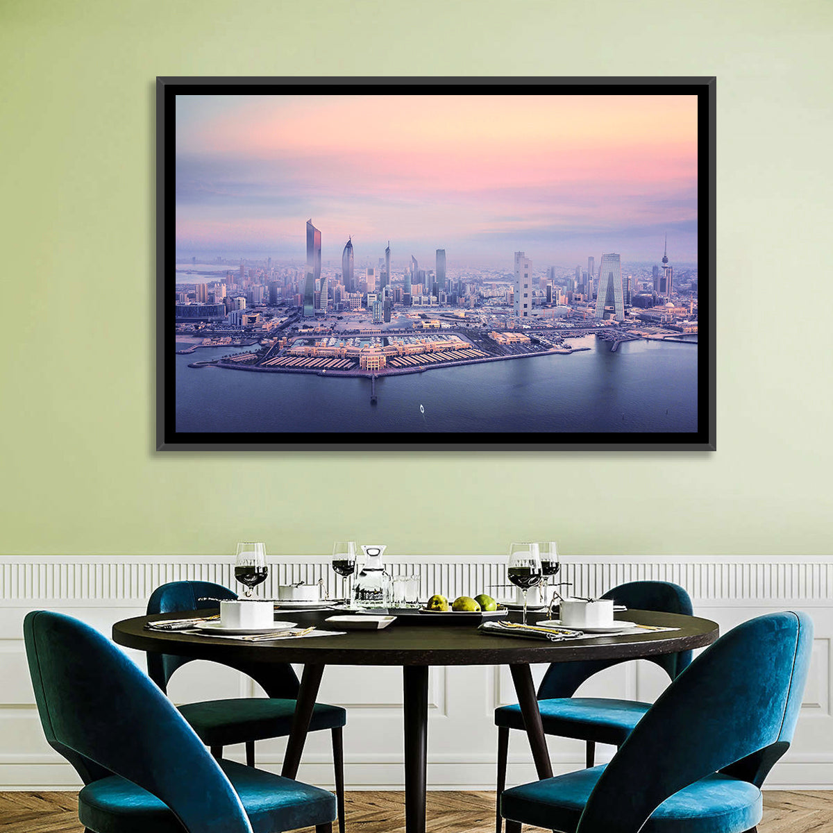 Kuwait City Twilight Skyline Wall Art