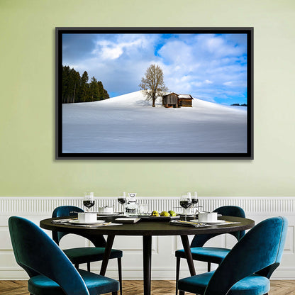 Rustic Barn on a Snowy Hill Wall Art
