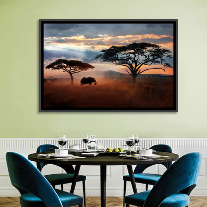 Savanna Elephant at Sunset Wall Art