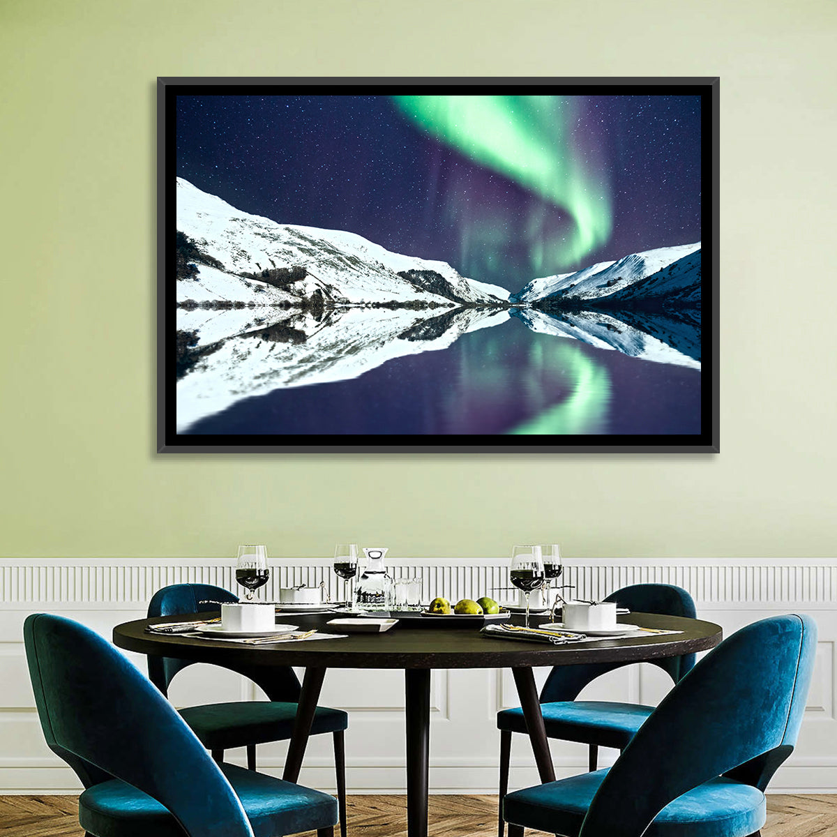 Emerald Aurora Over Mirror Lake Wall Art