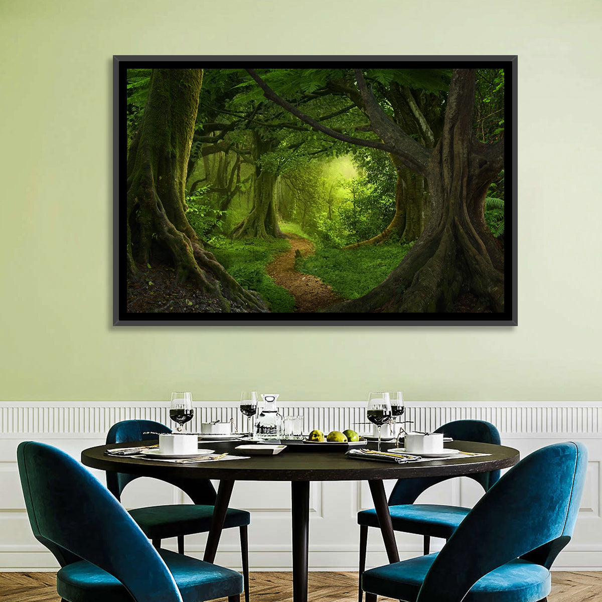 Tropical Forest Path Wall Art in a room, landscape