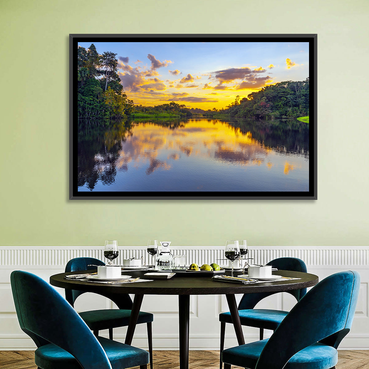 Amazon River Sunset Reflection Wall Art