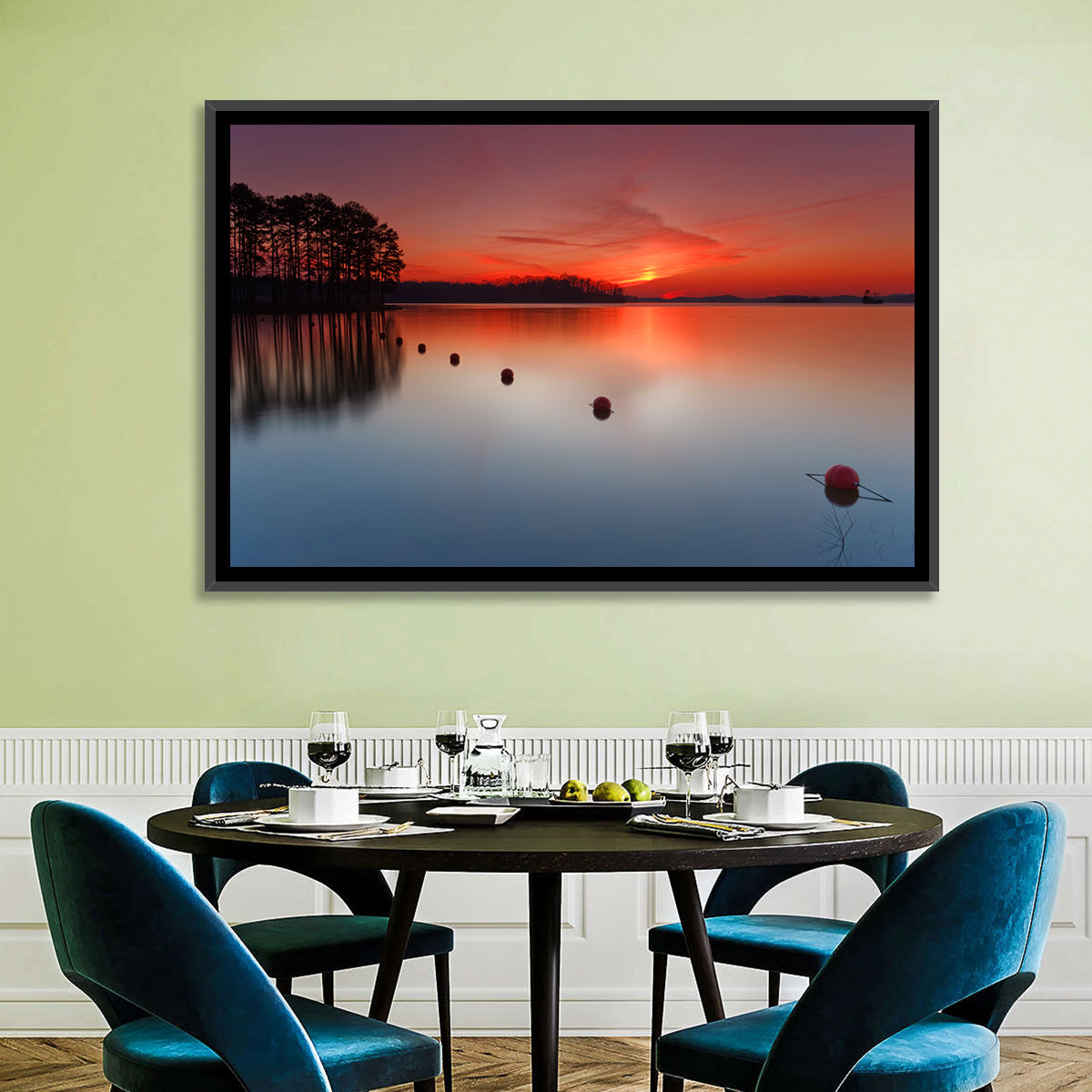 Lake Lanier Buoys at Sunset Wall Art