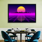 Neon Sunrise Skyline Wall Art
