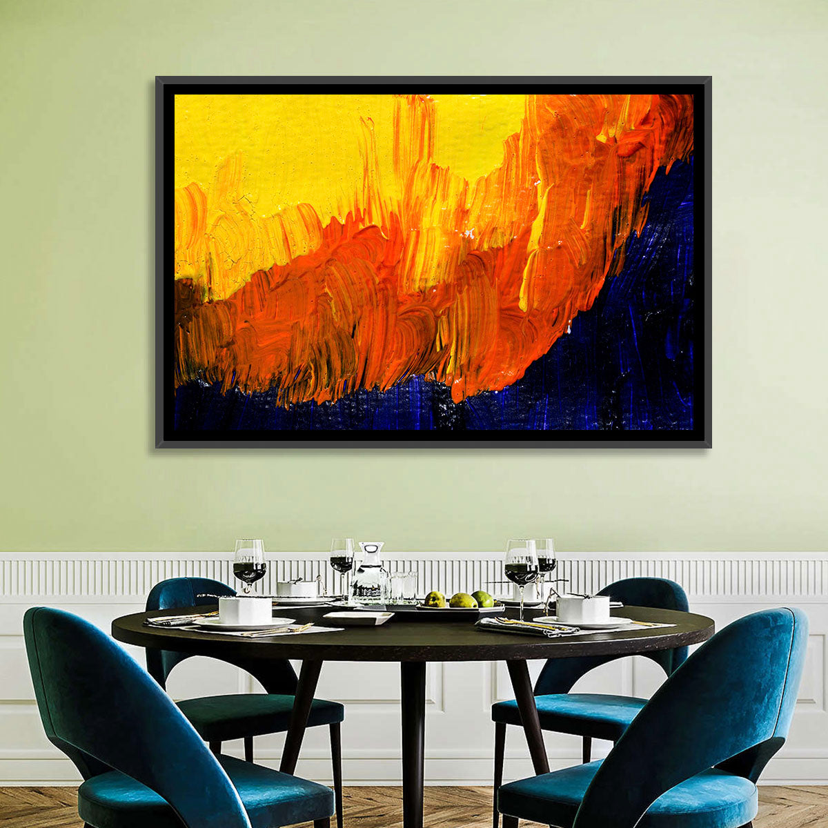 Mountain Ridge Abstract Wall Art in a room, landscape