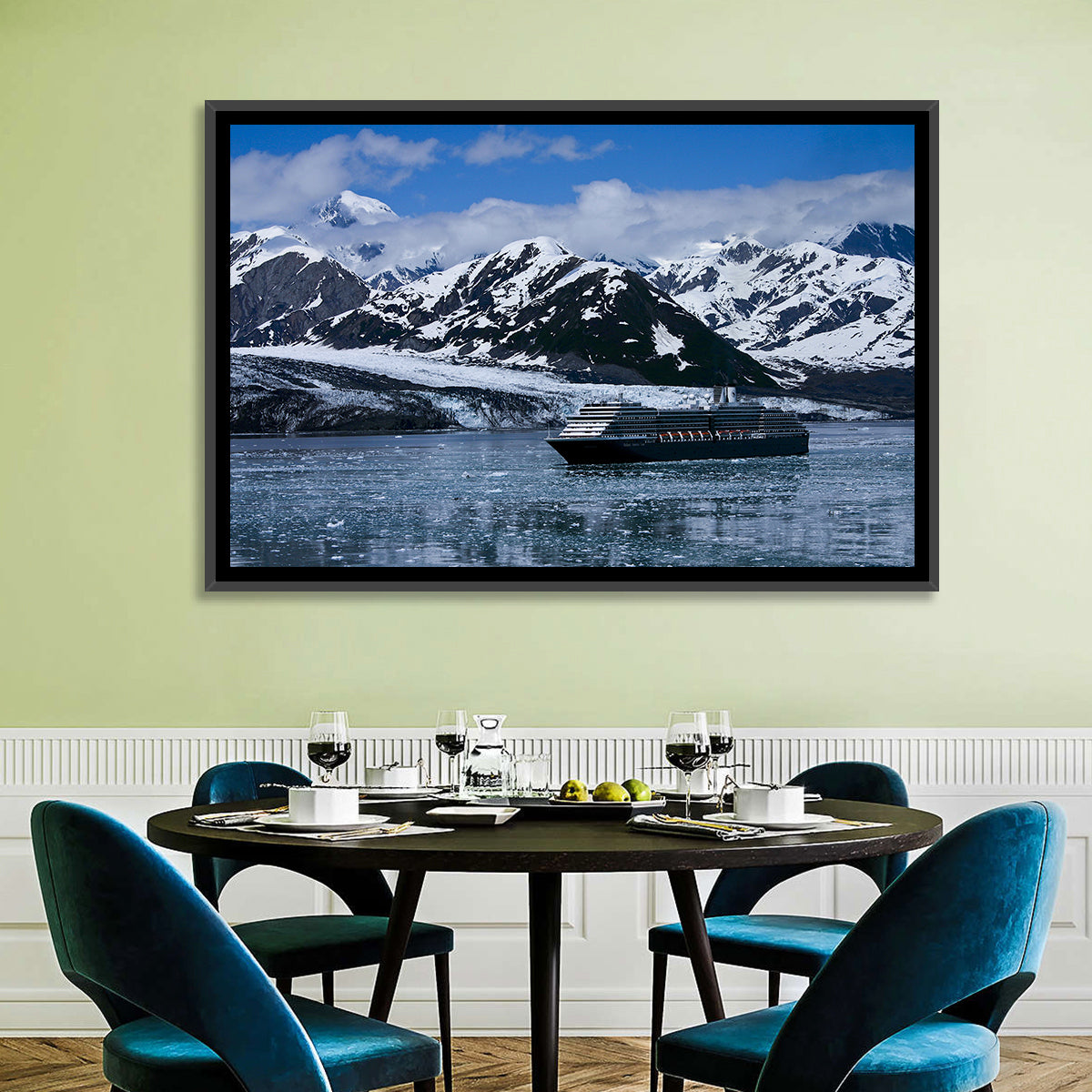 Cruise Ship in Yakutat Bay Wall Art in a room, landscape