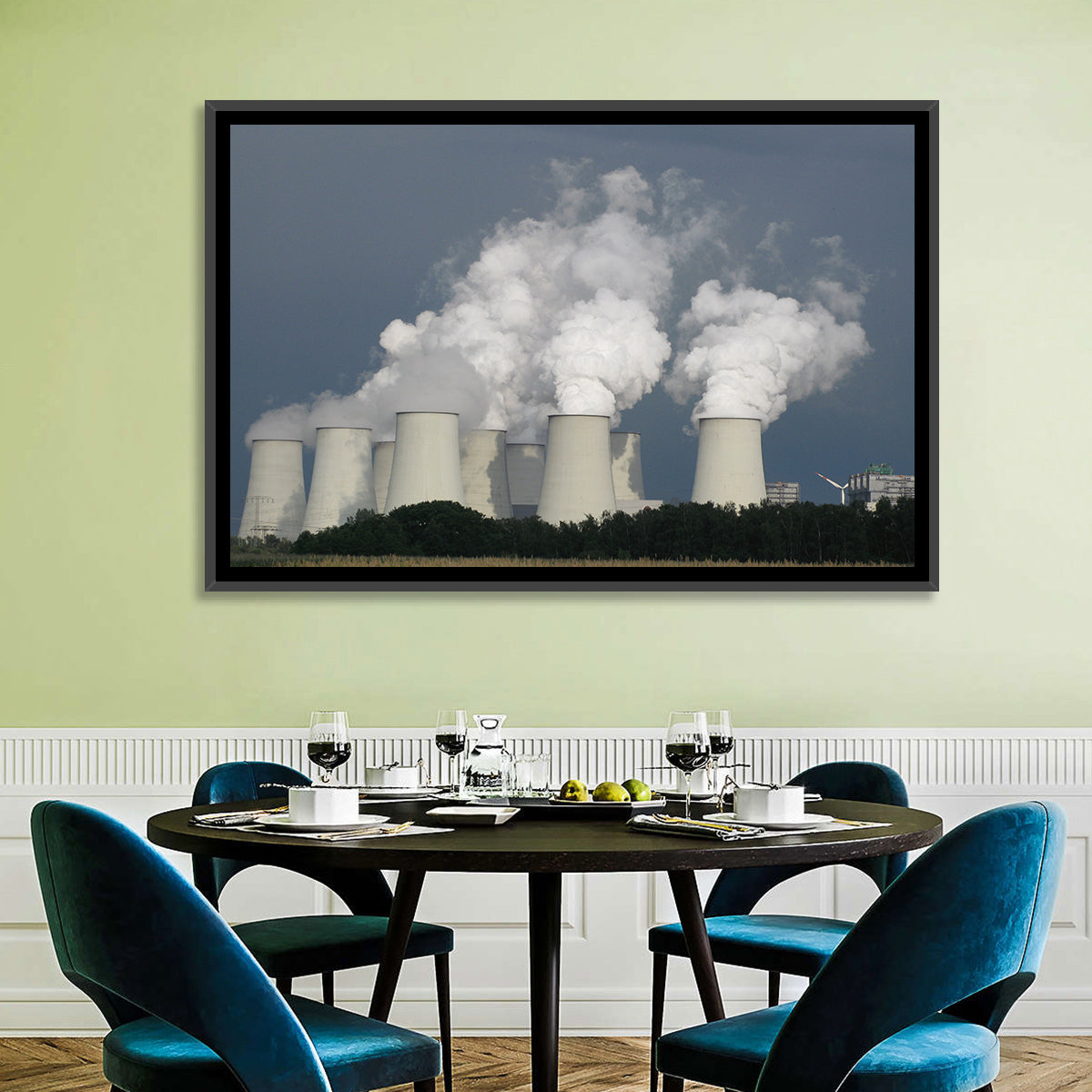 Cooling Towers at Coal Power Plant Wall Art in a room, landscape