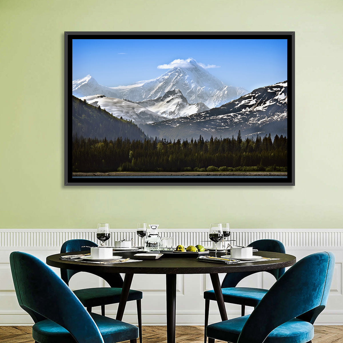 Glacier Bay Snow-capped Peak Wall Art in a room, landscape