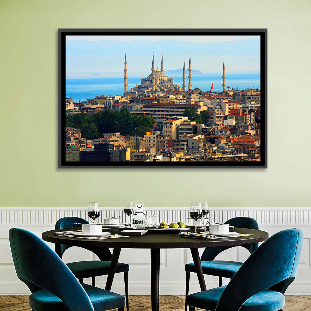 Sultan Ahmed Mosque Skyline Wall Art in a room, landscape