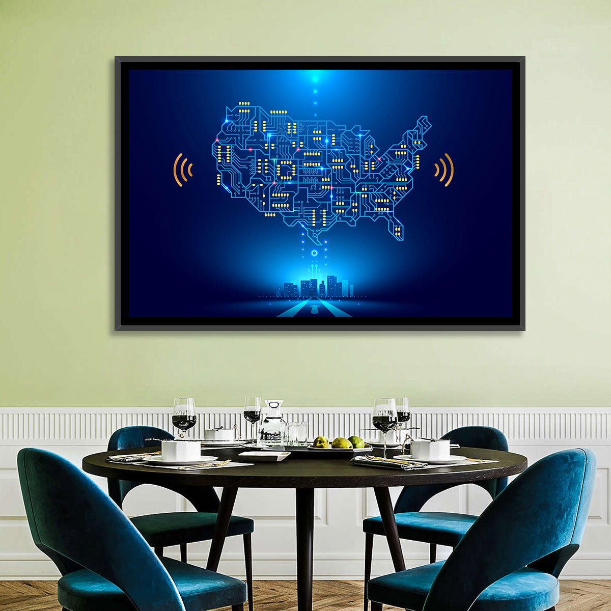 USA Circuit Map Wall Art