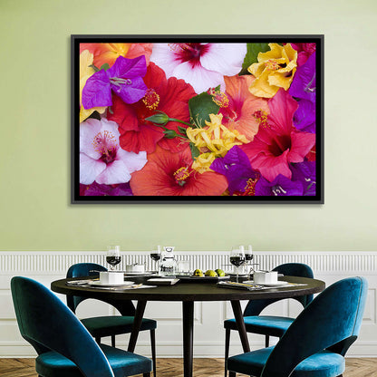 Tropical Bougainvillea and Hibiscus Bloom Wall Art