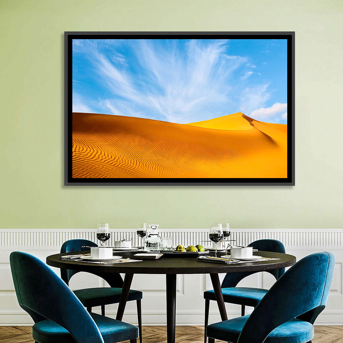 Rippled Sahara Dunes Wall Art in a room, landscape