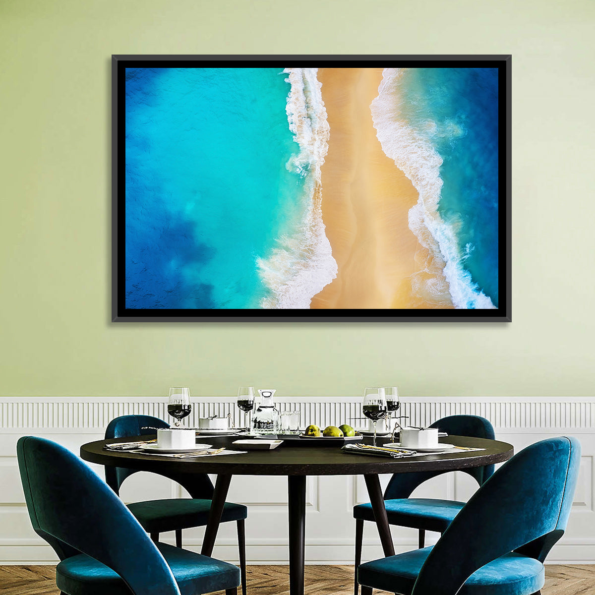 Nusa Penida Turquoise Beach Wall Art in a room, landscape