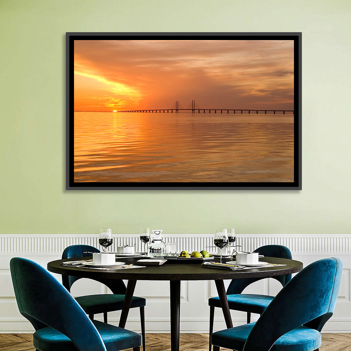Oresunds Bridge Sunset Wall Art