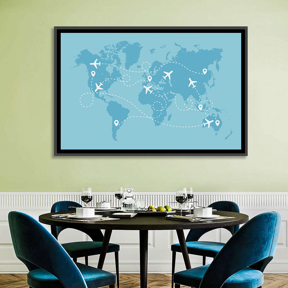 World Flight Routes Map Wall Art