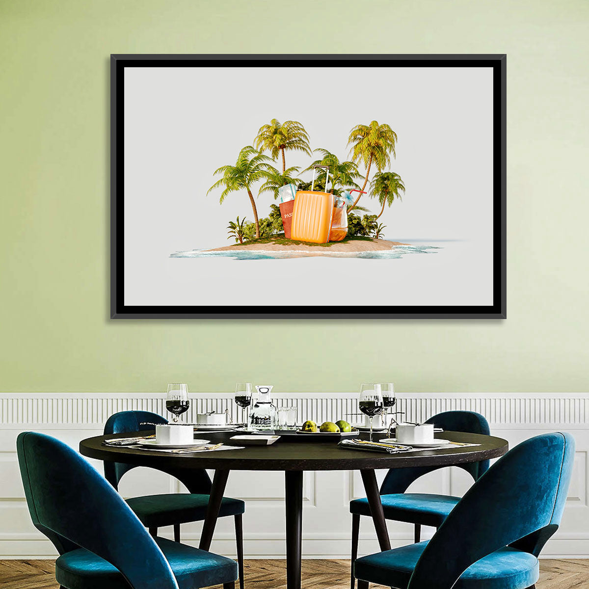 Tropical Island Vacation Illustration Wall Art
