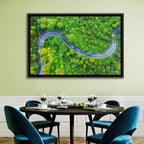 Blue Car on Summer Forest Road Wall Art