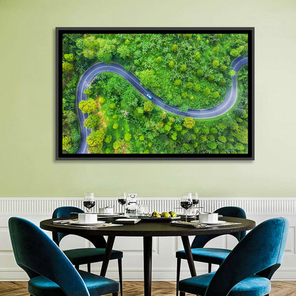Blue Car on Summer Forest Road Wall Art