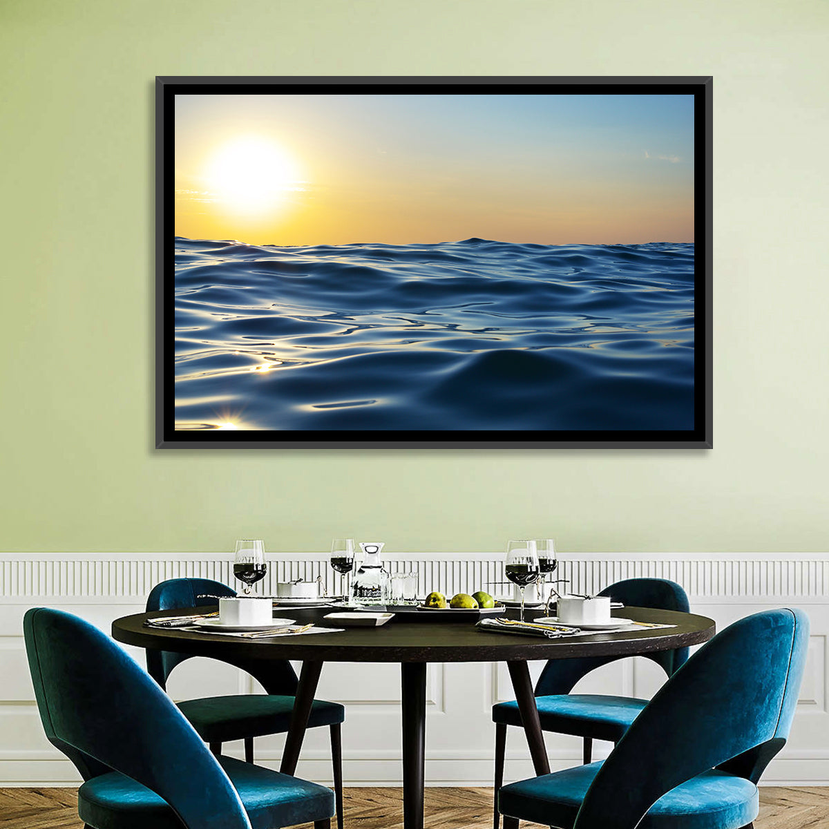 Sunset Over Calm Waves Wall Art