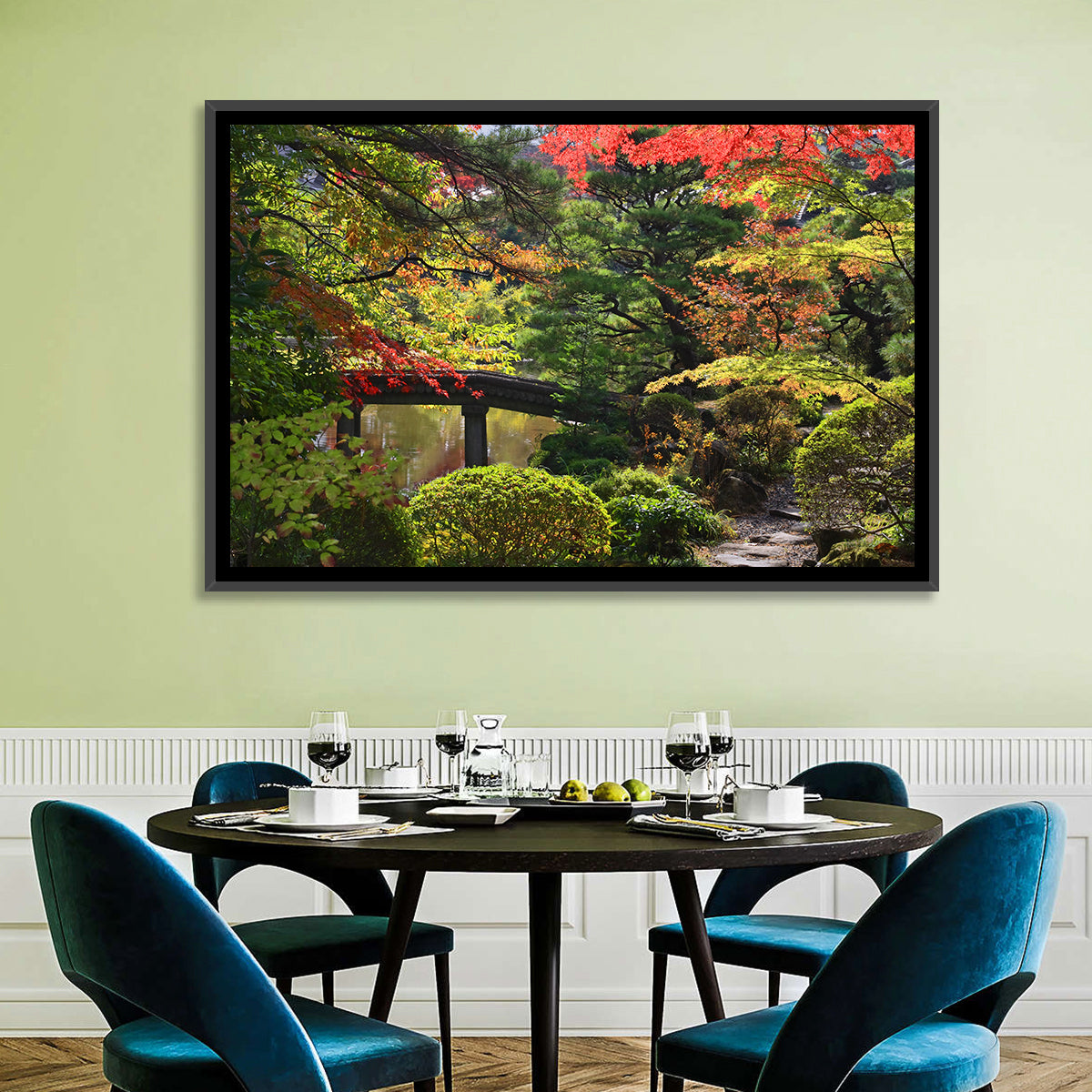 Rinoji Temple Autumn Garden Wall Art in a room, landscape