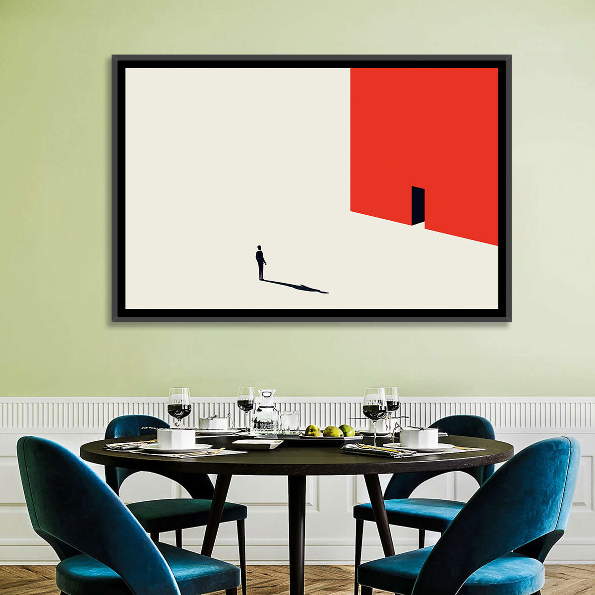 Solitary Figure with Red Door Wall Art
