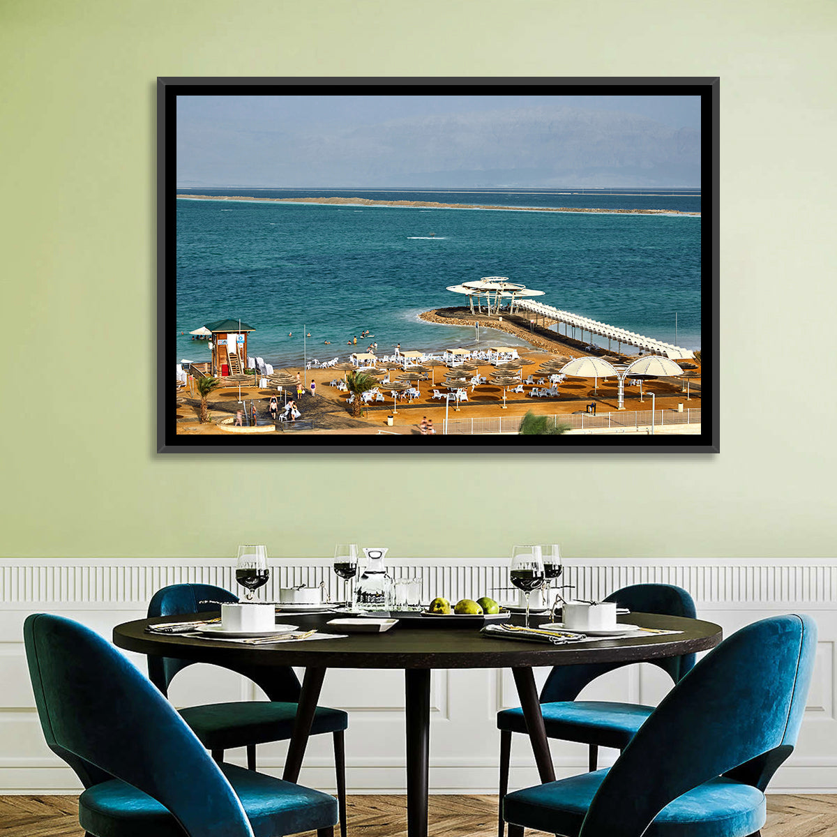 Dead Sea Boardwalk Wall Art in a room, landscape