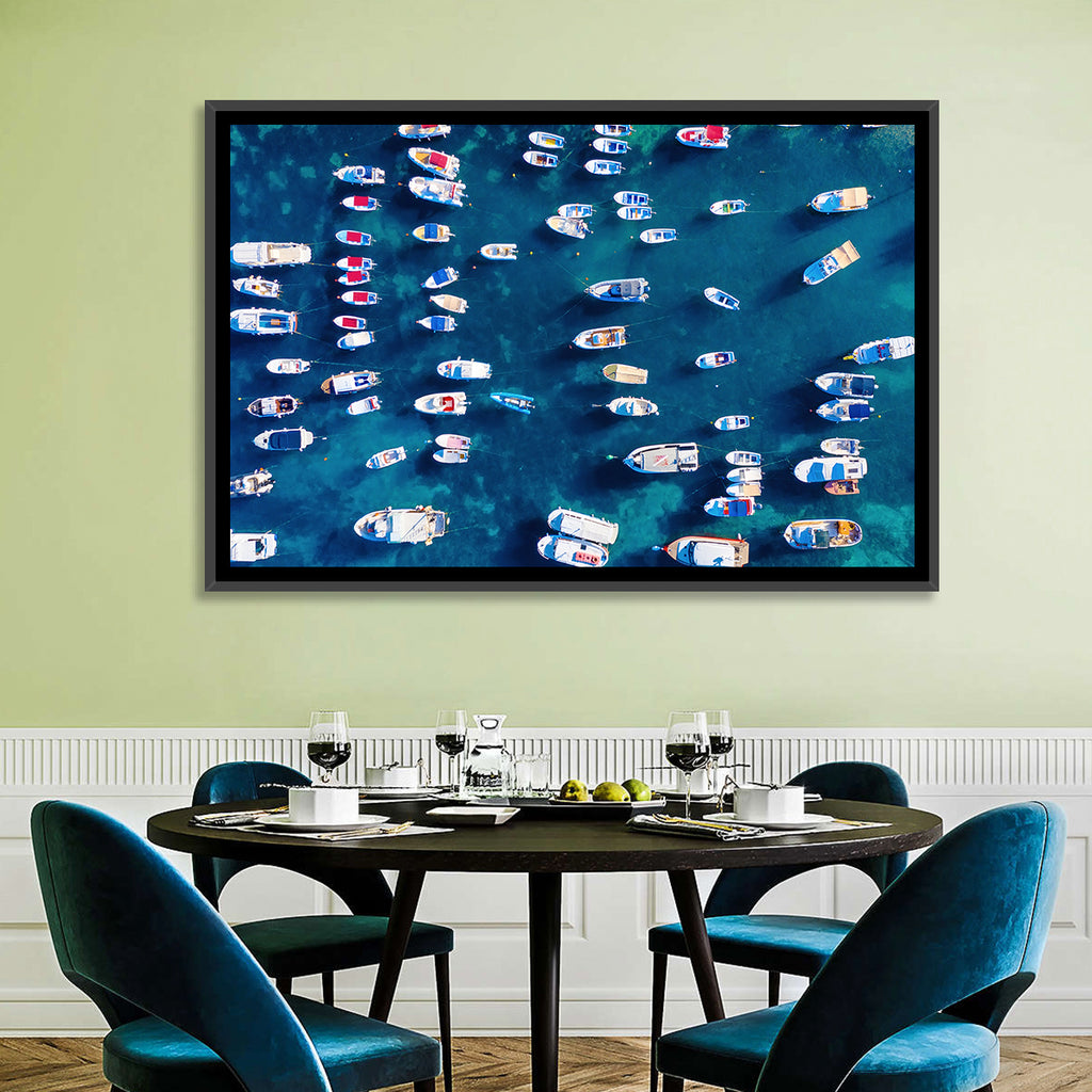 Aerial Boats Over Turquoise Sea Wall Art
