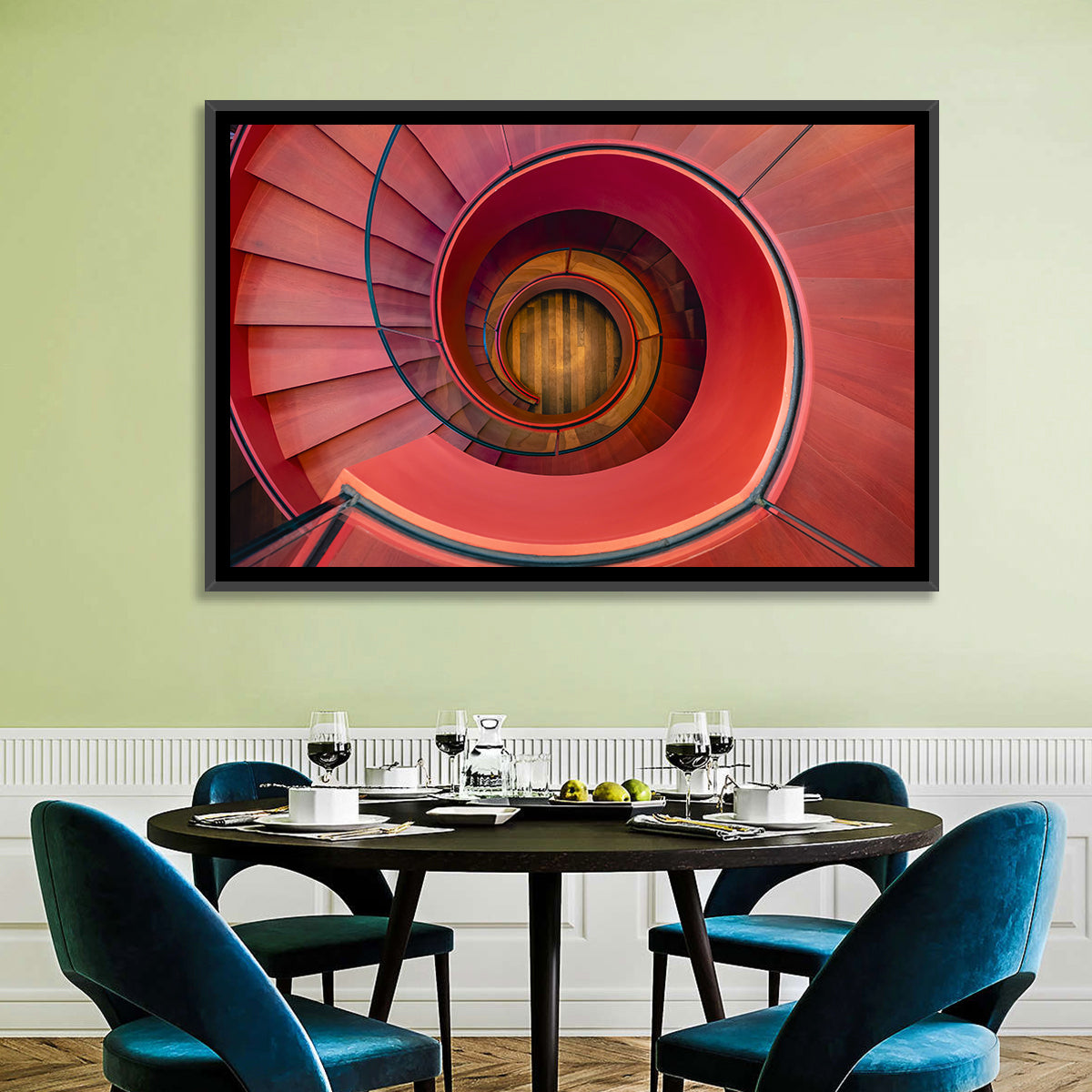 Red Spiral Staircase Wall Art