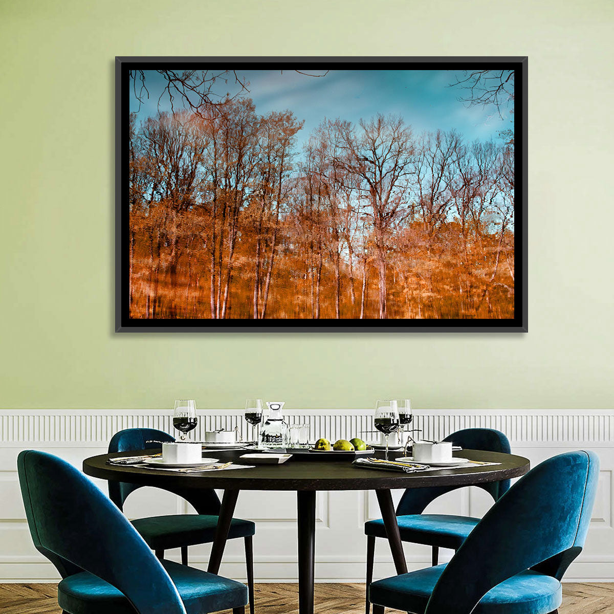 Autumn Reflection Wall Art in a room, landscape