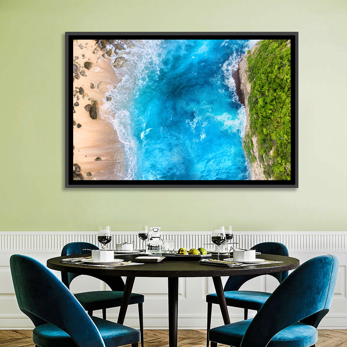 Aerial Turquoise Beach Cliffs Wall Art