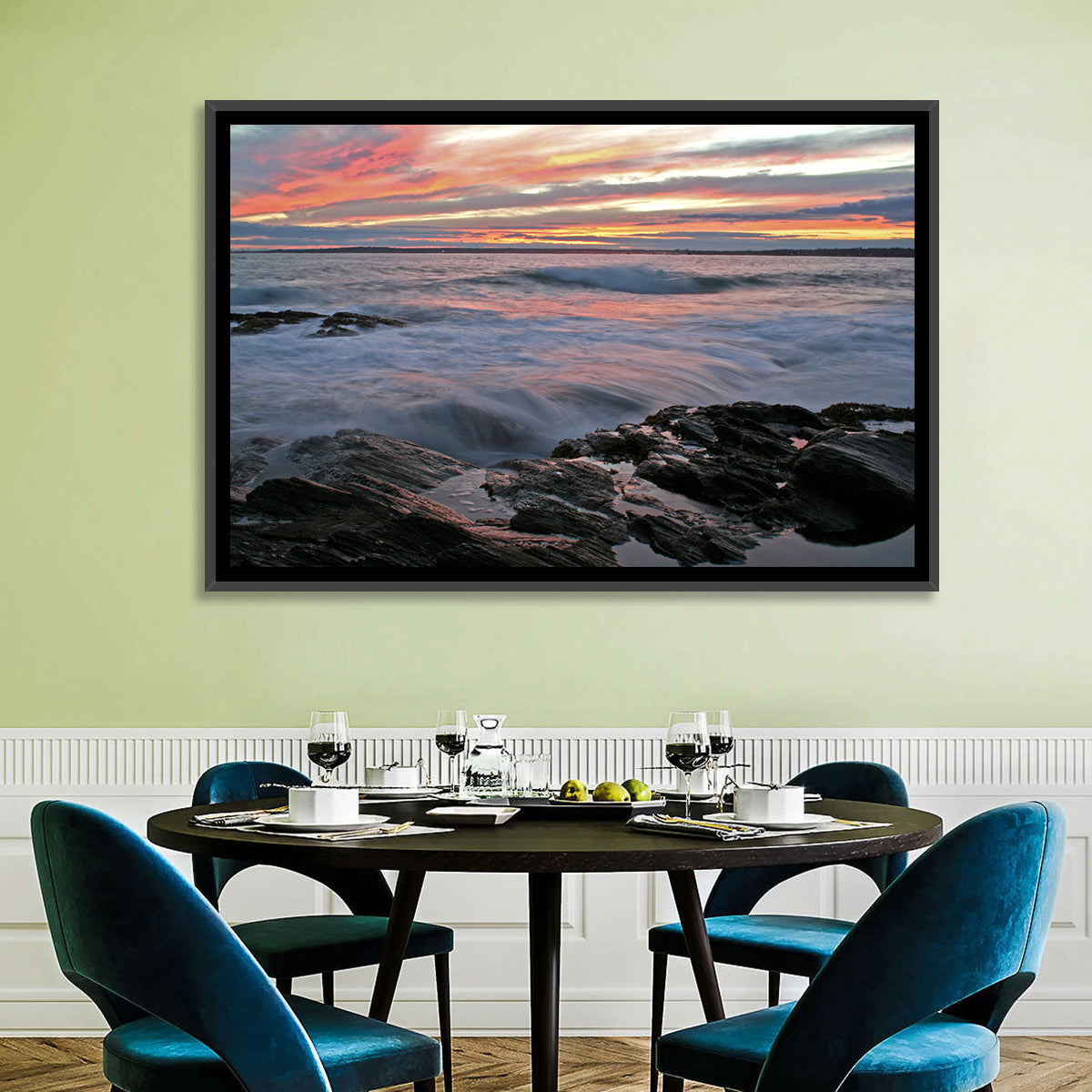 Rocky Coast Sunset Wall Art
