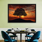 Lone Tree at Sunset with Birds Wall Art