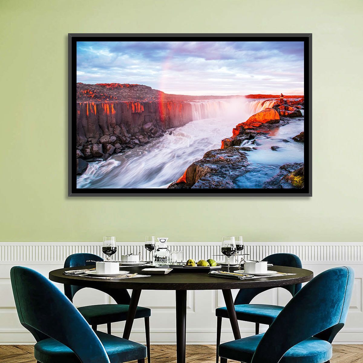 Golden Hour Selfoss Falls Rainbow Wall Art