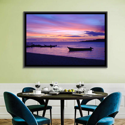 Malolo Island Sunset with Moored Boats Wall Art