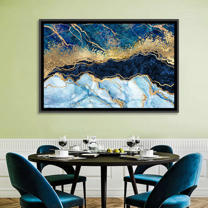 Navy Blue Marble with Gold Veins Wall Art