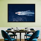 Sleek Speedboat Over Navy Sea Wall Art